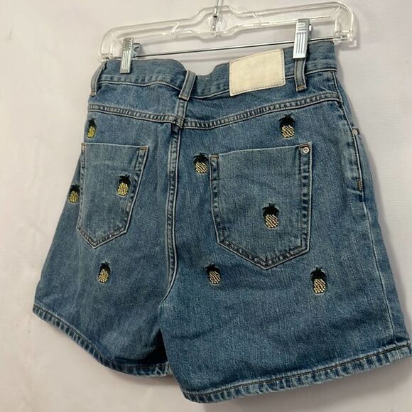 ZARA BASIC‎ PINEAPPLE DEMIN SHORTS SIZE 2 - Picture 2 of 7